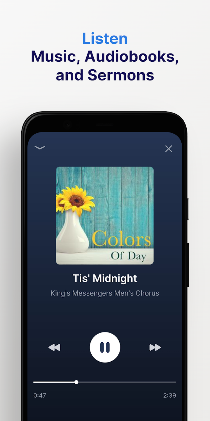 music player feature of anabaptist resources app