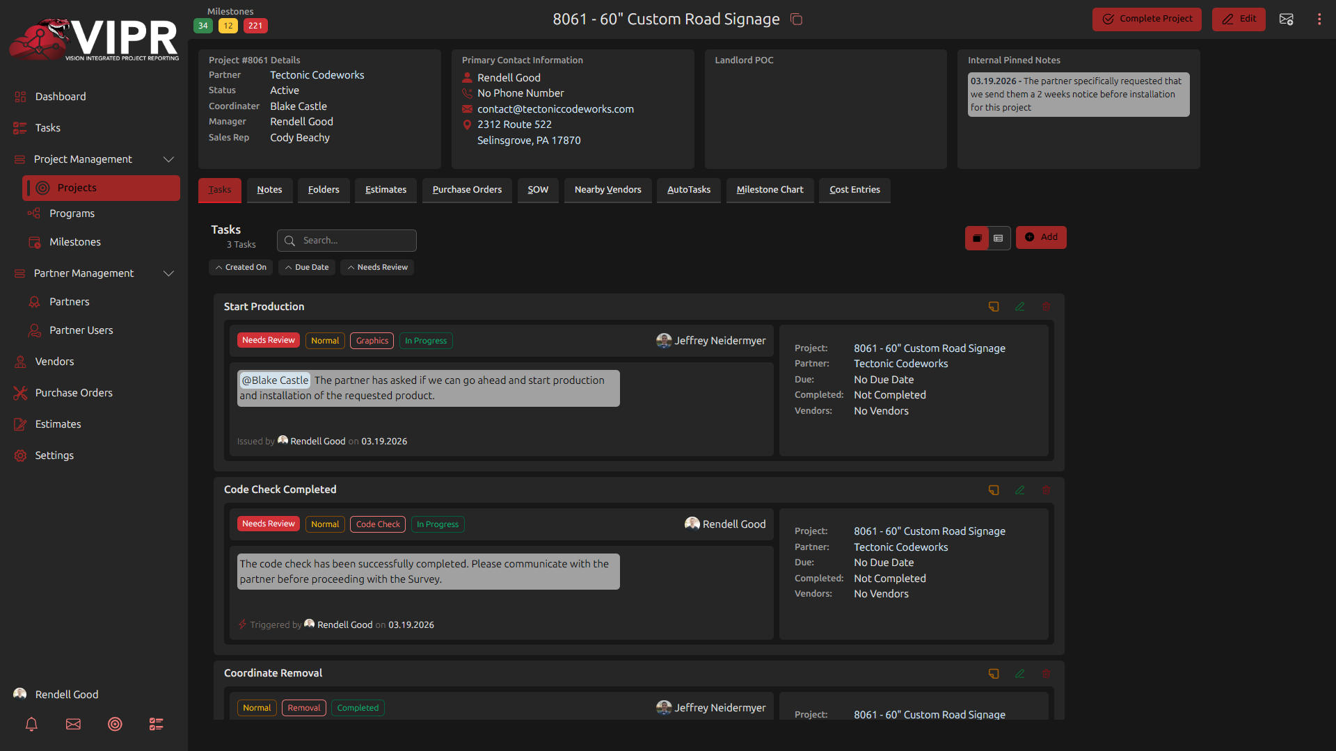 New Project Page